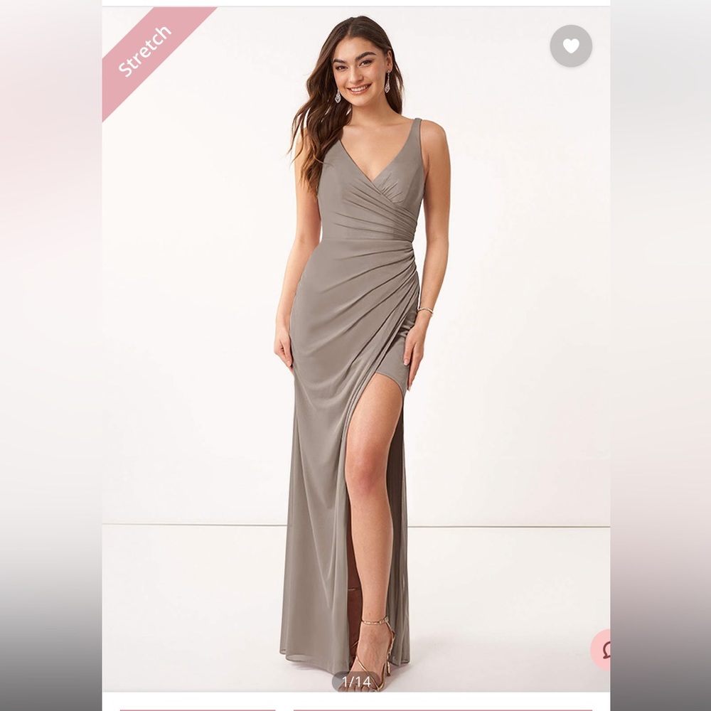 Azazie Taupe stretch dress - Leandre